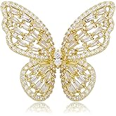 TKMIRA Non Tarnish Gold Rings for Women 14K Gold Plated Cubic Zirconia Butterfly Ring Adjustable Knuckle Ring for Women