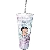 Spoontiques Diamond Tumbler, 20oz - Textured Cup w/Staw, Double Wall Insulated, BPA Free - Betty Boop