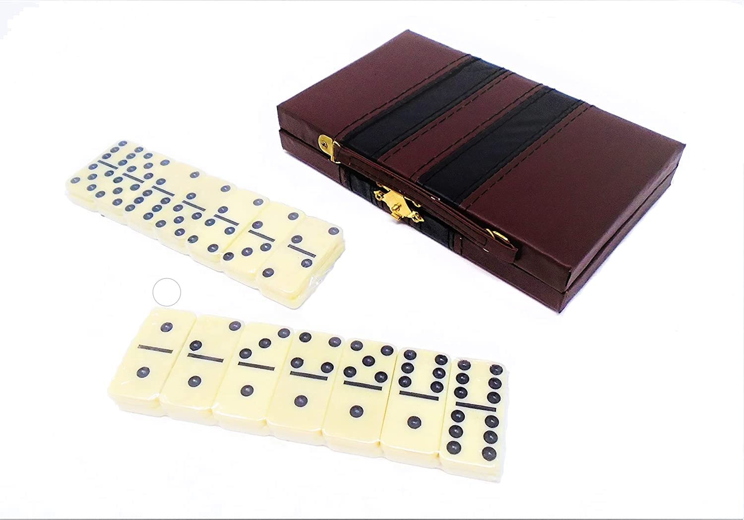Portable Domino Case with 28 Pieces Retro Style Travel Box Carry Handle