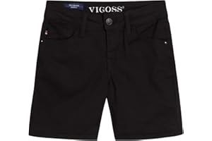 VIGOSS Girls’ Shorts – Basic Soft Stretch Twill Shorts for Girls – Kids’ Adjustable Roll-Cuff Shorts (4-16)