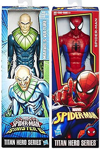 AYB Products Super Hero Big Action Spider-Man Vs Vulture Sinister 6 Figure 2-Pack Titan Hero Series Marvel's Villain Set 12" Bundle