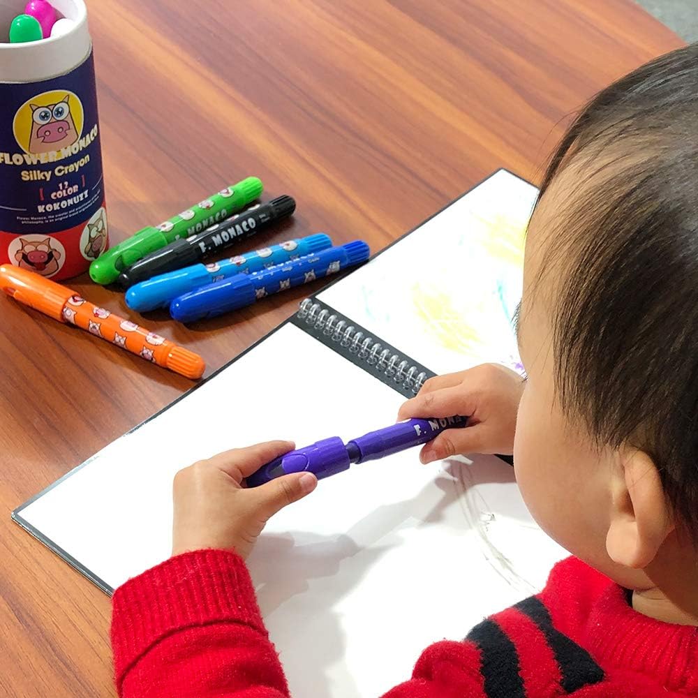Toddler Crayons, 6 Colors Non Toxic Silky Washable Crayons, Easy to Hold Twistable Large Crayons for Kids, Safe for Babies and Children Flower Monaco: Toys & Games