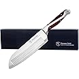 7.5 Inch Japanese Style Santoku Knife | Hammer Stahl | High Carbon Stainless Steel Kitchen Knife | Razor Sharp Multipurpose Chopping Knife for Meat, Vegetable & Fruit | Ergonomic Handle & Gift Box
