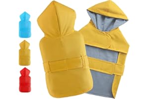 BECNBEAU Dog Raincoat Rain Jacket Poncho Rainwear Waterproof Pet Clothes Hooded Double Layer Lined Leash Hole Adjustable for Medium Dogs,Yellow,XXXL,Back Length 20.0 Inch
