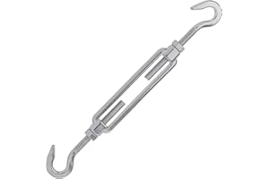 Premier Stainless Solutions Open-Body Stainless Steel Hook & Hook 1/4” x 2-3/4” Turnbuckles for Tensioning Cable or Rope, T316 Marine Grade