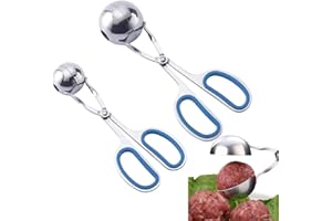 2 PCS Meatball Spoon Set Stainless Steel Ball Maker Kit Kitchen Tool for Perfectly Shaped Meatballs, Ice Cream Balls, Melon F
