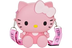 ENENSET Kawaii Kitty Crossbody Handbag with Adjustable Shoulder Strap, Zipper Cute Mini Anime Kitty Coin Wallet Purse Shoulder Bag Coin Pouch Accessories Money Bag for Birthday Gifts - Pink