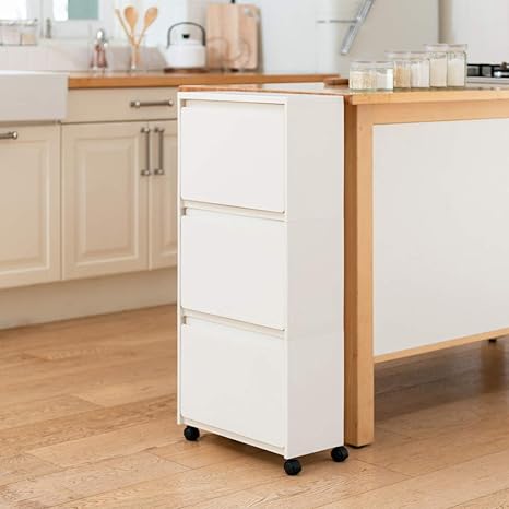 Amazon 収納ボックス ゴミ箱 プラスチック 3段 前開き フラップ 分別 おしゃれ モダン シンプル ごみ箱 ダストボックス ごみばこ キッチン キッチンごみ箱 キッチンゴミ箱 3段 収納ケース ボックス オンライン通販