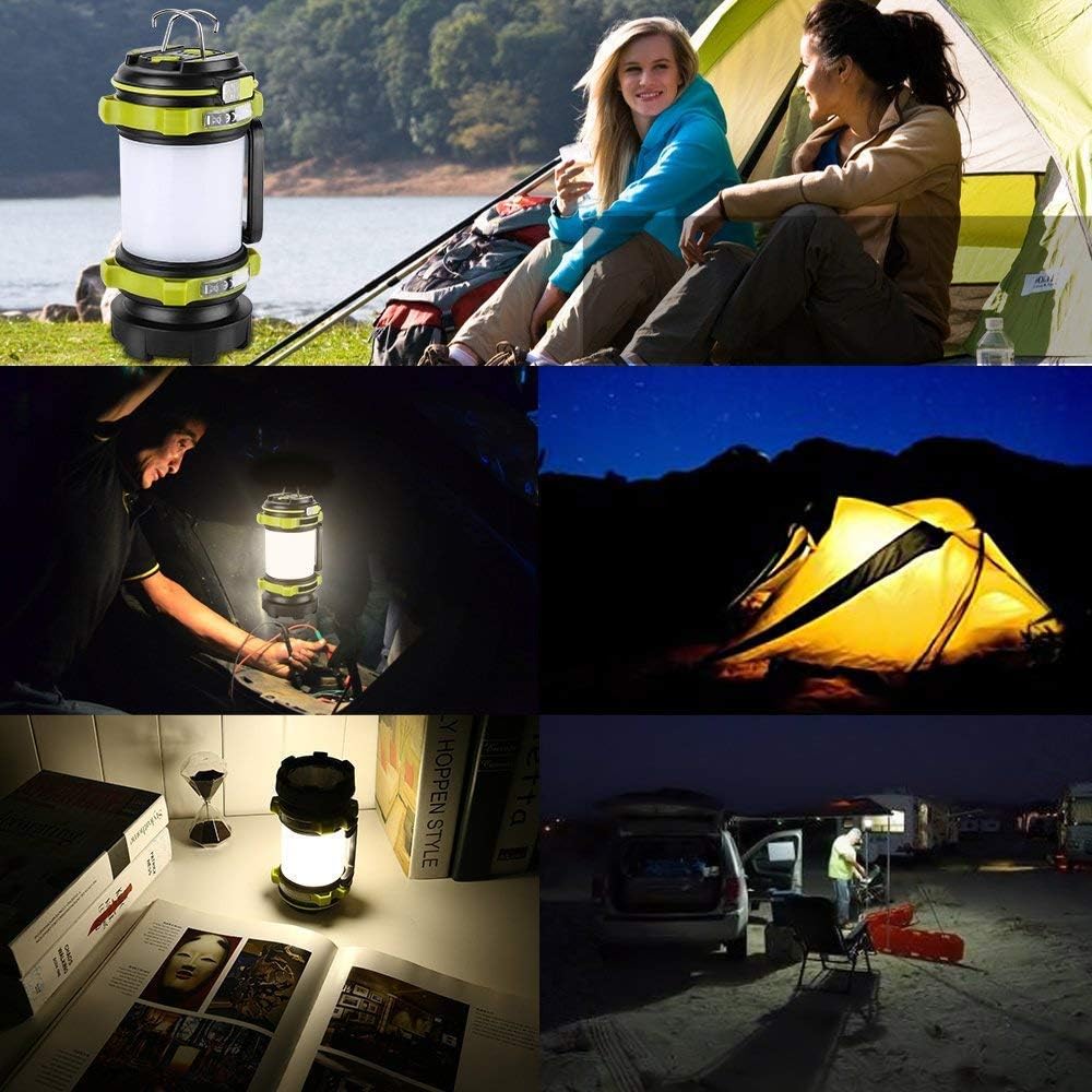 LE LED Camping Lantern Rechargeable, Brightest Flashlight with 500LM, 4 Light Modes, 2600mAh Power Bank, IPX4 Waterproof, Perfect for Hurricane Emergency, Outdoor, Hiking and Home, USB Cable Included: Sports & Outdoors