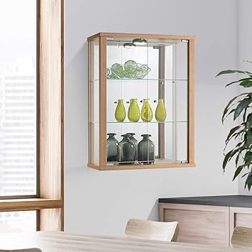 Displaysense Wall Mounted Glass Display Cabinet With Lighting