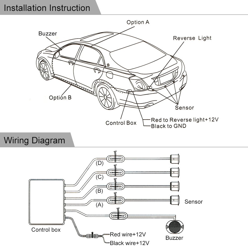 KKmoon Asistencia de Aparcamiento 4 Sensor Radar Kit Reverse Alarma Sistema para Coche Auto: Amazon.es: Coche y moto