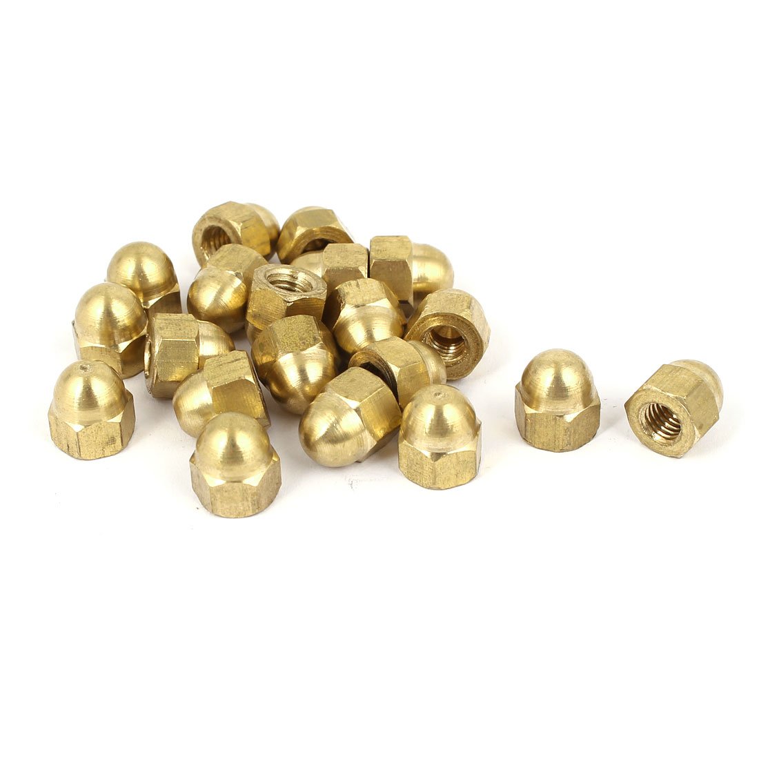 Sourcingmap Hex Cap Nuts - 20Pcs M6 Dome Nuts Brass Hexagon Decorative Cap Nut for Screws Bolts Brass Tone