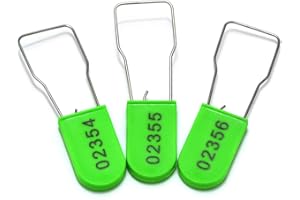 RASUNKAE 20pcs Security Metal Wire Padlocks, Plastic Security Seals Disposable Anti-Tamper Tag Locks with Numbered Anti Tamper Tag Hasps (Green, 20pcs)