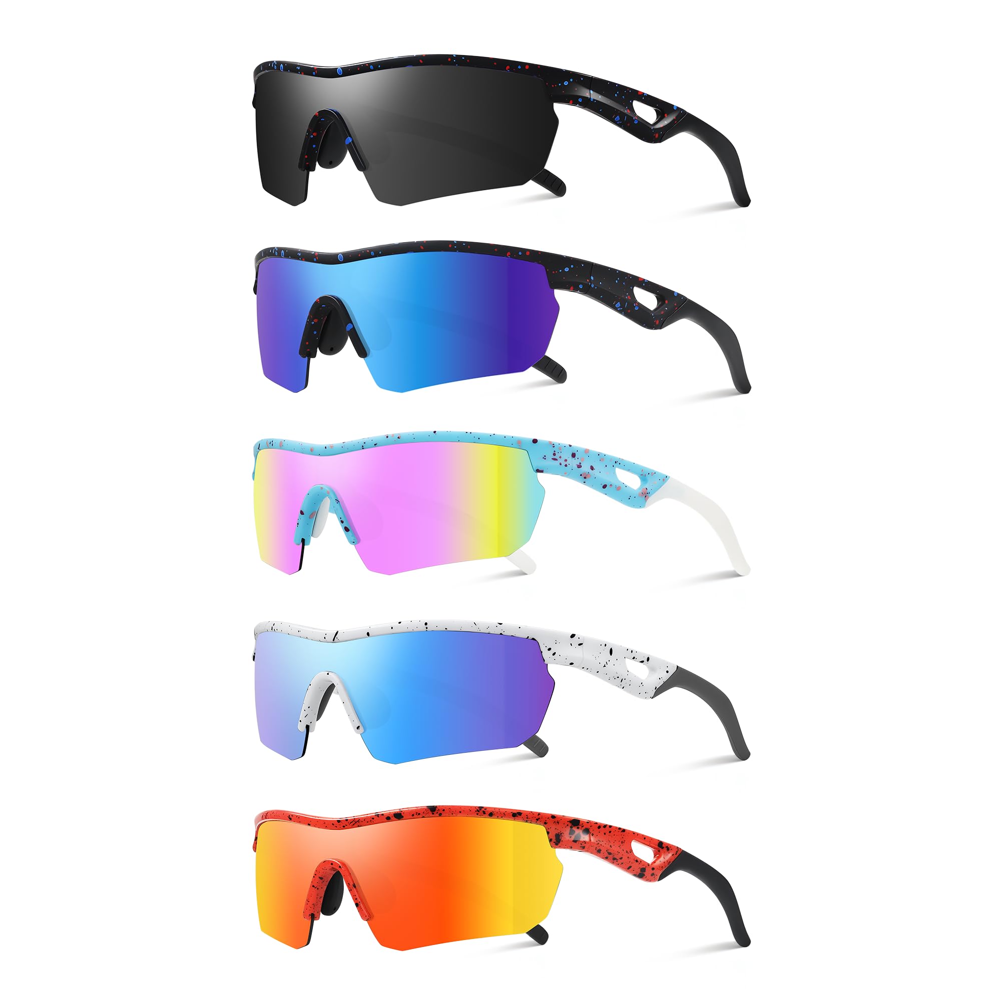 Vcarsian Kids Sunglasses Youth Baseball Sunglasses for Boys Girls 3-12 Polarized Softball Cycling Sports Goggles UV Protection（No Strap） Image