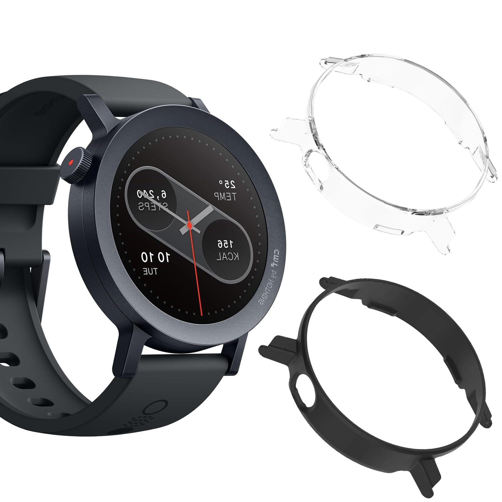 [2Pack] Case for CMF by Nothing Watch Pro 2，[Without Screen Protector]Protector Protective Case Cover TPU Bumper Slim Shell ，Black+Transparent