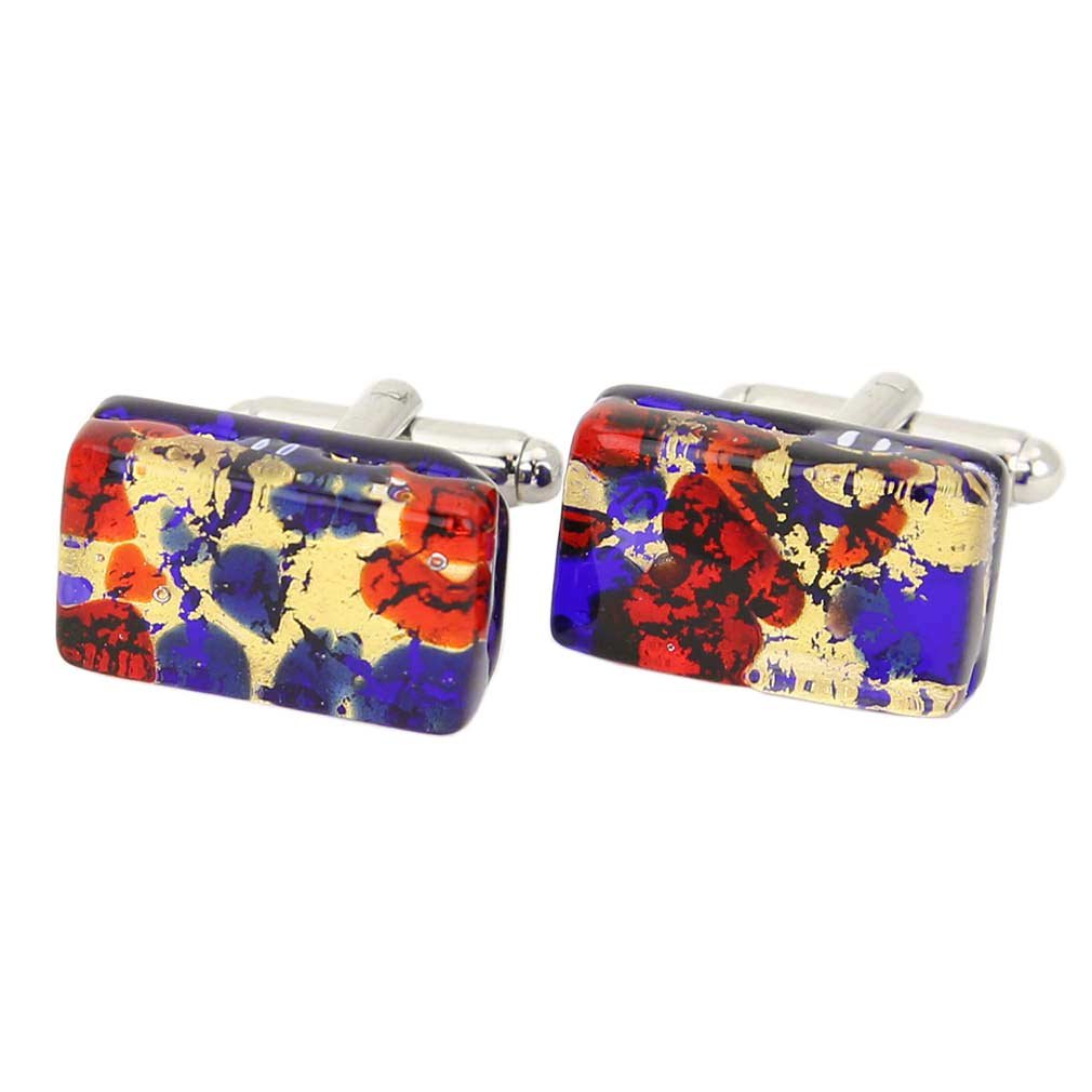 Glass Of Venice Murano Glass Venetian Classic Rectangular Cufflinks - Blue Red