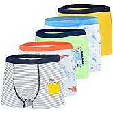Tphon Boys Boxer Briefs, Toddler Kids Soft Cotton Underwear 4/5 Pairs Little Big Boy Dinosaur Shark Shorts Set