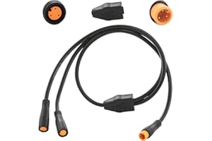 baluoqi 1T2 Y-Splitter Extension Wire with Julet Type 3pin Connector for Bike Headlight/Gear Sensor/Brake Split Cable in eBike Conversion Kits (3pin, 24" in Length)