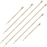 Mikovivi 6pcs Necklace Extender Chains, 3 Inch 5 Inch 7 Inch Stainless Steel Jewelry Extenders Lobster Clasp Bracelet Extender Chain Extender for Jewelry Necklace Bracelet Anklet (Gold)