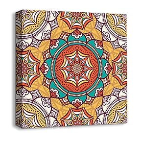 Canvas Wall Art Traditional National Culture Painting Artwork for Home Prints Framed - 12x12 inches
