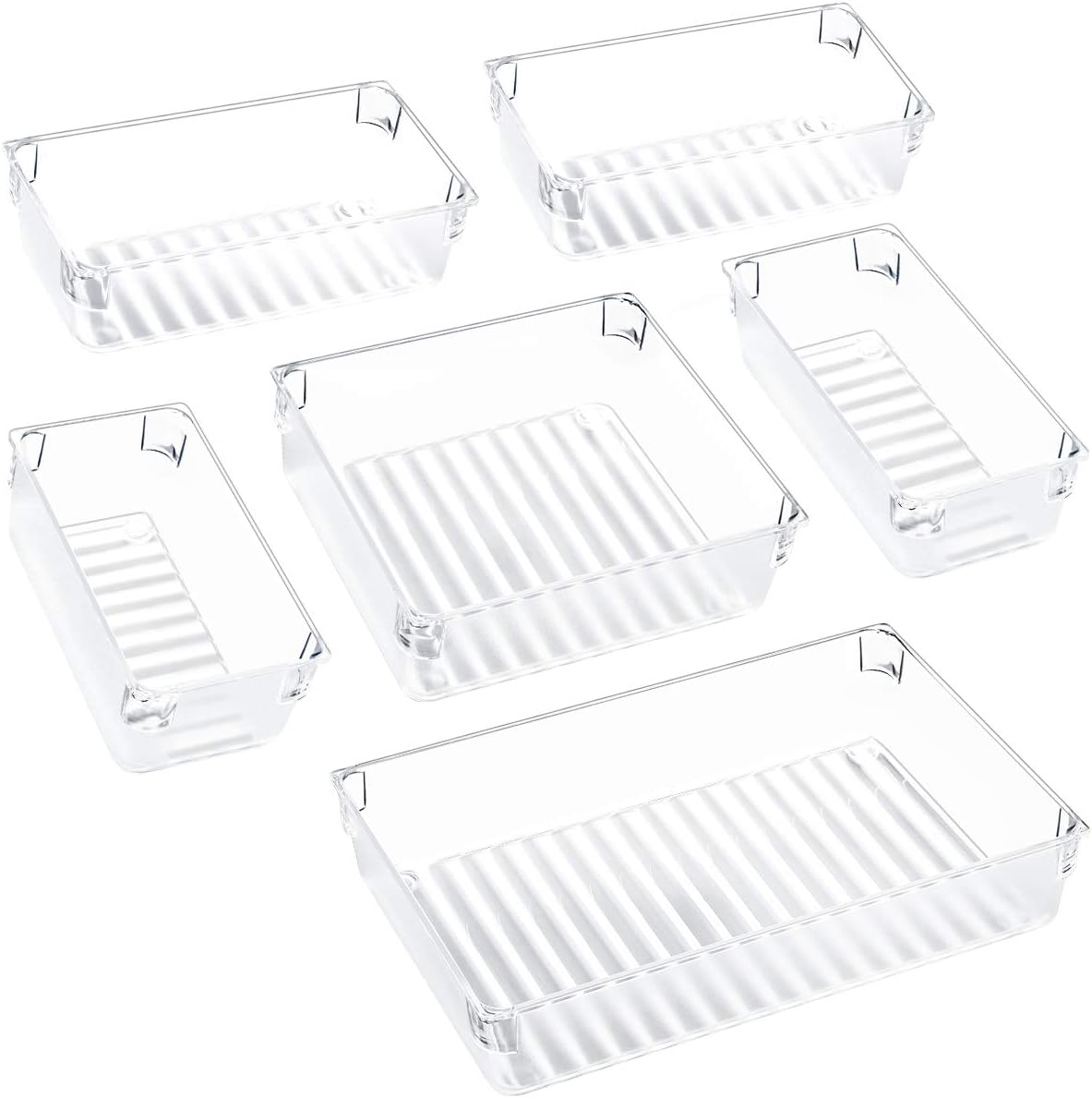Kootek Desk Drawer Organizer Trays with 3-Size Drawer Dividers 6 Organizers Bins Customize Layout Storage Box for Bedroom Dresser Bathroom Kitchen Office: Home & Kitchen