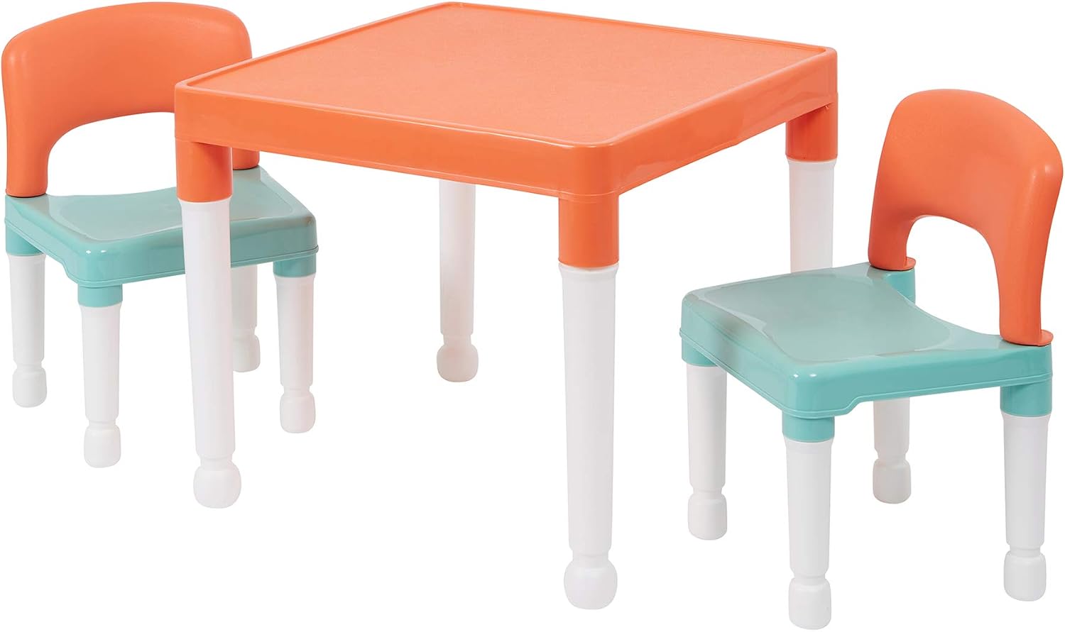 Liberty House Toys Childrens Table and Two Chair Set, Green Orange White, Table-51cm H x 51cm W x 43cm D 27cm x 31cm x 44cm - Image 3