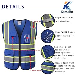 Kazsaifo Reflective Safety Vest for Men Women with