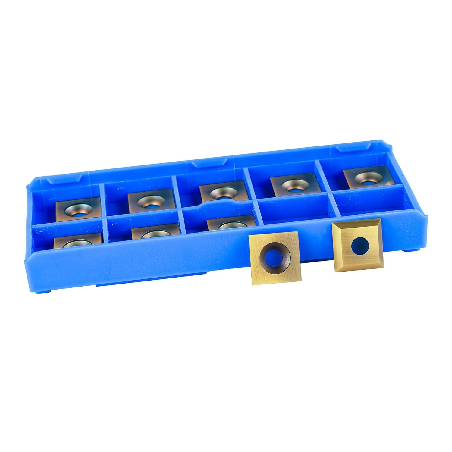 SpeTool 10PCS Square Straight Tungsten Carbide Replacement Insertes with ATS Coated for CNC Spoilboard Surfacing Router Bit (10mmx10mm, 2.2mm Thick), 30 Degree Cutting Angle