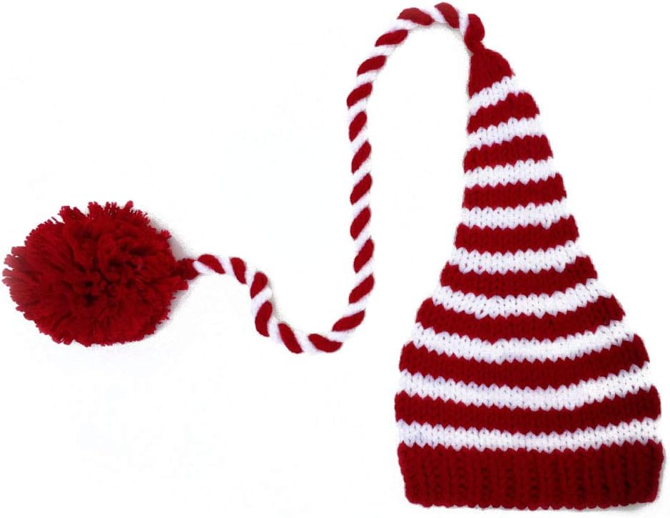 FloskyBaby Knitting Long Tails Christmas Hat Newborn Photography Props Stripe Crochet Baby Hats Baby Props for Photography