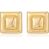 HESSAWELL Gold Square Stud Earrings for Women Polished Spiral Stud Earrings for Women Birthday Jewelry