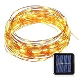 LuckLED Fairy Starry Solar String Lights, 33ft 100 LED Copper Wire Christmas Rope Lights for Indoor and Outdoor, Home, Lawn, Garden, Wedding, Patio, Party, and Holiday Decorations (Warm White)
