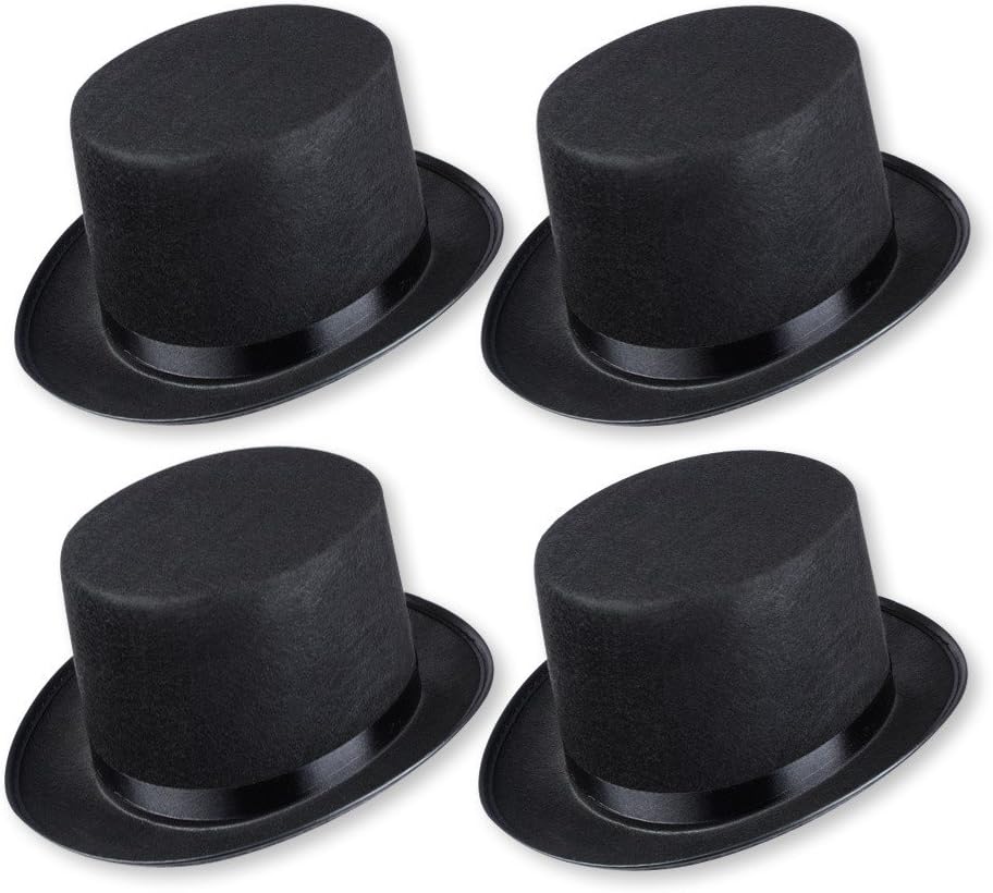 S / O Adults' Top Hat Pack of 4 Black
