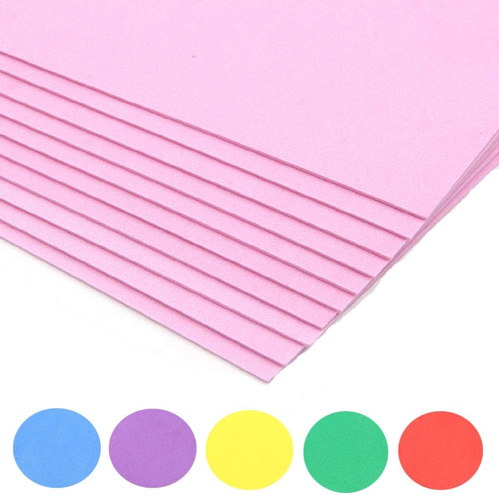 Pack 10 A4 Foam Craft Sheets EVA Sponge Paper 2mm for Children DIY Crafts Decorations (Pink)