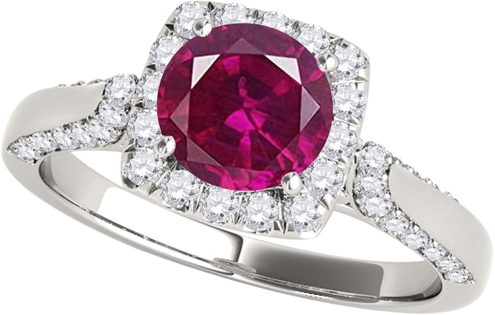 1.25 Ct. Ttw Diamond And Created Ruby Ring In 14k White Gold: Amazon.co