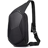 BANGE Sling Bag Waterproof Safe Protect Shell Crossbady Bag Backpack, Biking Hiking Travel Shoulder Bag (Black Large)