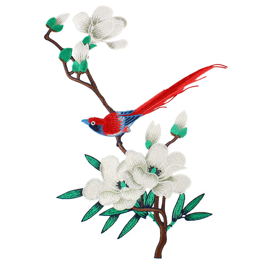 Larcele 3D Peony Applique Patches Large Decorative Embroidery Patches Hand Sewn BDT-01 (Magnolia and Bird)