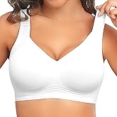 PoseFree Womens Seamless Wireless Supportive Bra Push Up Comfort Soft No Underwire Full Coverage T-Shirt Bra