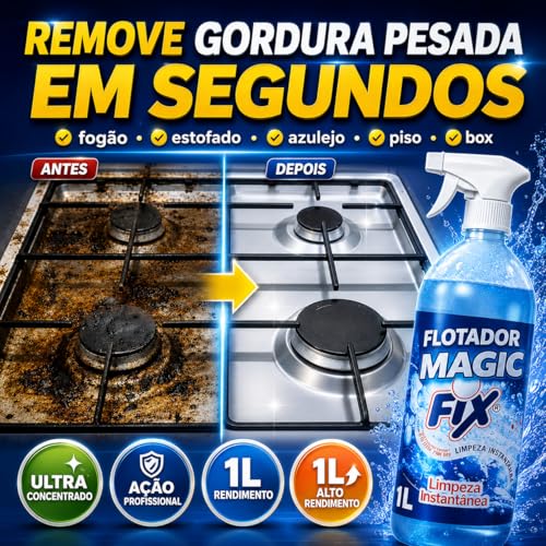 Flotador Multiuso Spray, Limpeza Instantânea Pesada, Limpador de Sofá, Removedor de Gordura e Mofo Magic Fix 1L