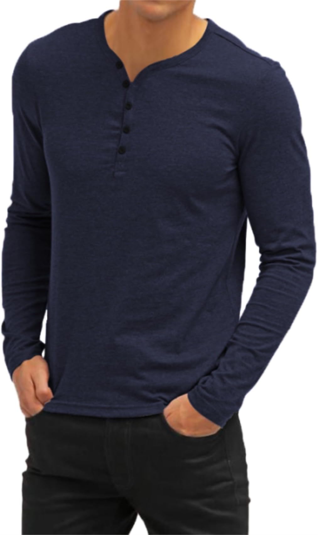AIYINOMens Casual V-Neck Long Sleeve T-Shirts/Long Sleeve Polo Shirts