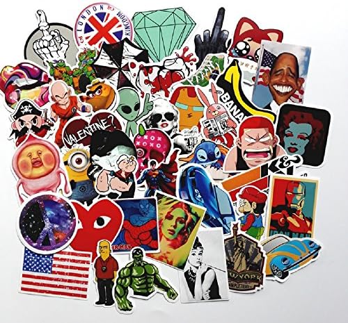 200 PCS Waterproof Stickers (no repeat design) for Laptop, Tablet, Car, Skateboard, Luggage, Bike