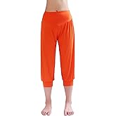 Hoerev Women Super Soft Modal Spandex Harem Yoga Pilates Capri Pants Lounge Pant