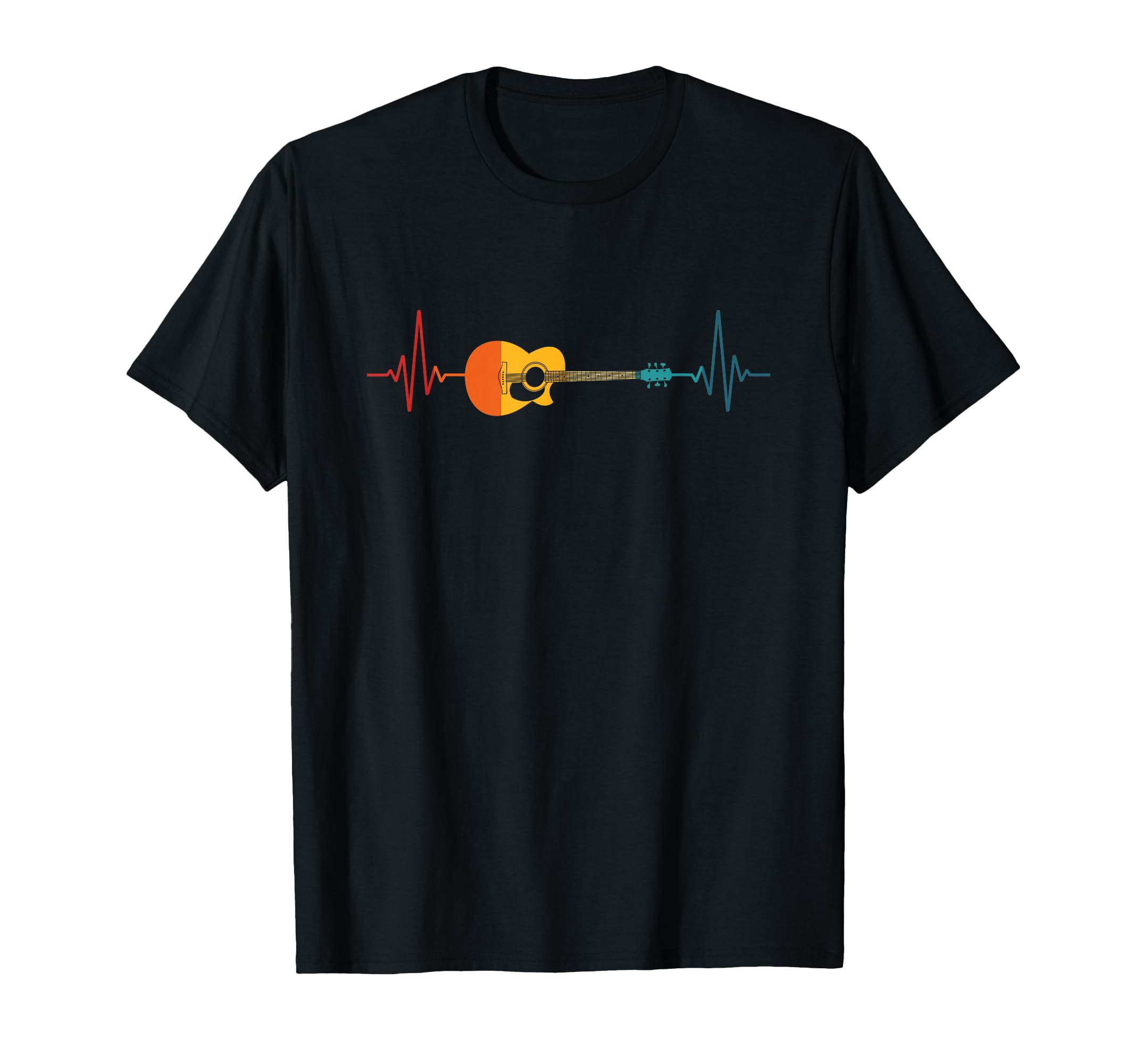 Guitarist Heartbeat Musician Guitar Player Colorful Guitar T-Shirt
