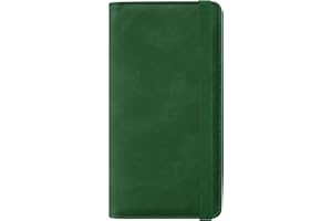 HOTCOOL Checkbook Cover with Elastic Band - Premium Leather Clear PVC Divider Durable, Compact, and Multi-Functional Holder Wallet Case for Man and Woman, Skin - Green