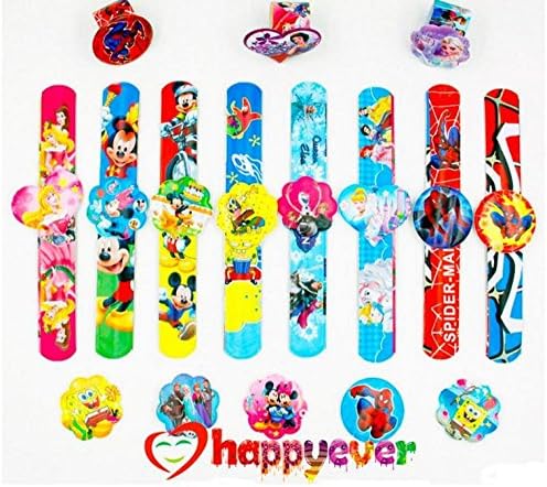 2016NEW 12 PCS Assorted Cartoon Slap Bracelets Kids Party Favors Supplies Boy Girl Treat Bag Reward Goodie Cartoon Characters