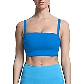 Aoxjox Women's Workout High Impact Sports Bras Fitness Square Neck Balcony Open Back Bra Yoga Crop Tank