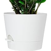 SwinDuck 12inch Large Self Watering Plant Pot, Plastic Cylinder Planter with 60Oz Deep Reservoir and Saucer for Indoor Outdoo