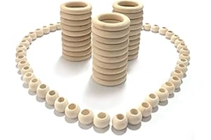 SUNTQ Macrame Craft Sets 80pcs-Assorted Macrame 50PCS Wooden Beads and 30PCS Wood Rings Set for DIY Crafts and Macrame