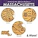Totally Bamboo Destination Massachusetts State Shaped Serving and Cutting Board, Includes Hang Tie for Wall Display