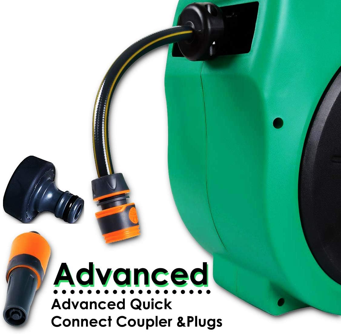 ReelWorks Water Hose Reel Retractable Elite 1/2" Inch x 50' Foot Long Premium Commercial Flex PVC Hose Heavy Duty Spring Driven Industrial with PVC Nozzle and Quick Disconnects for Garden and Lawn : Garden & Outdoor