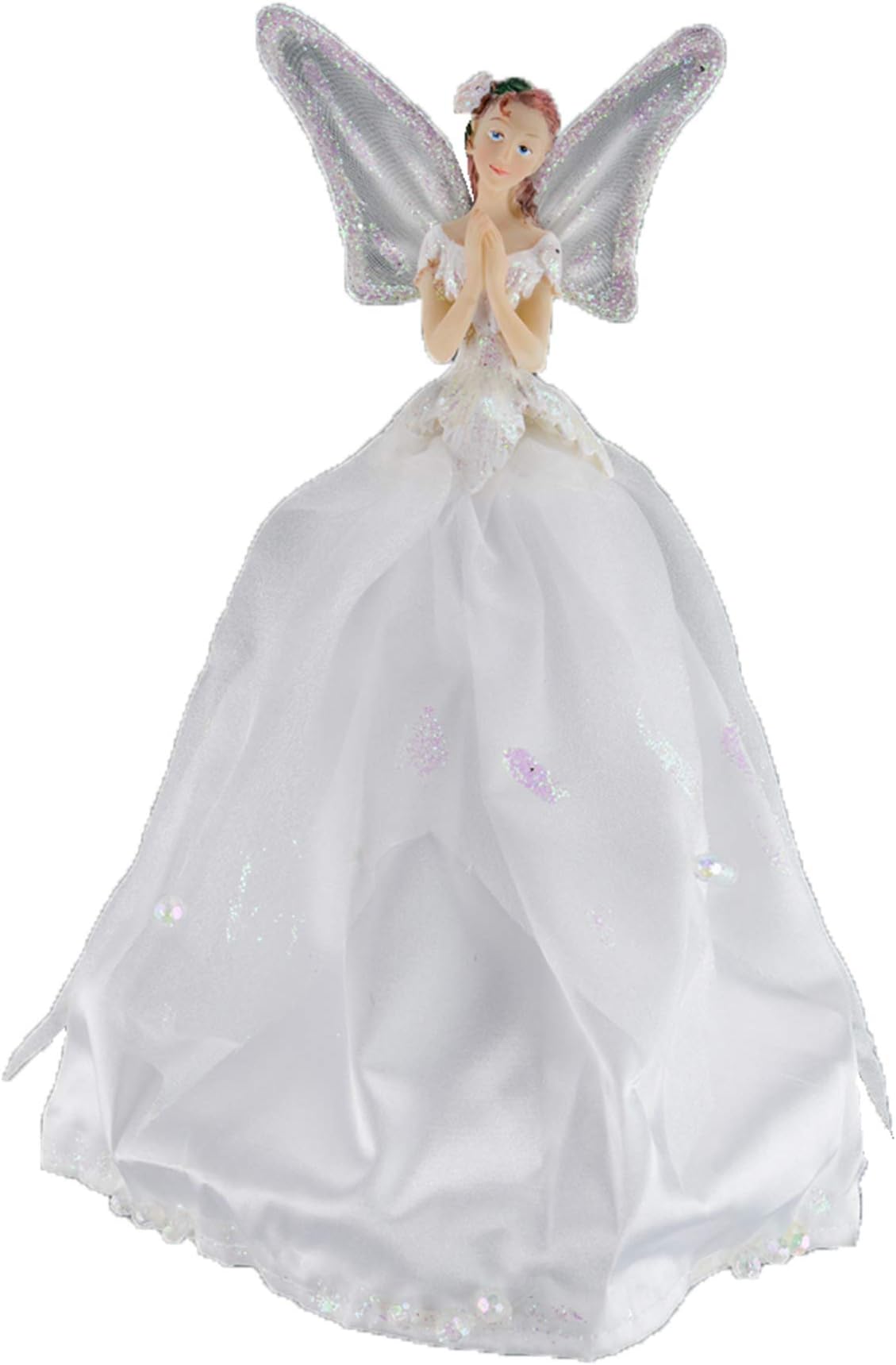 Theme Machine Christmas Tree Angel Decoration 23cm White with Glitter Detail